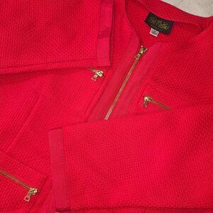 Vintage BOB MACKIE Wearable Art Jacket Womens Medium Textured Gold Zipper Career